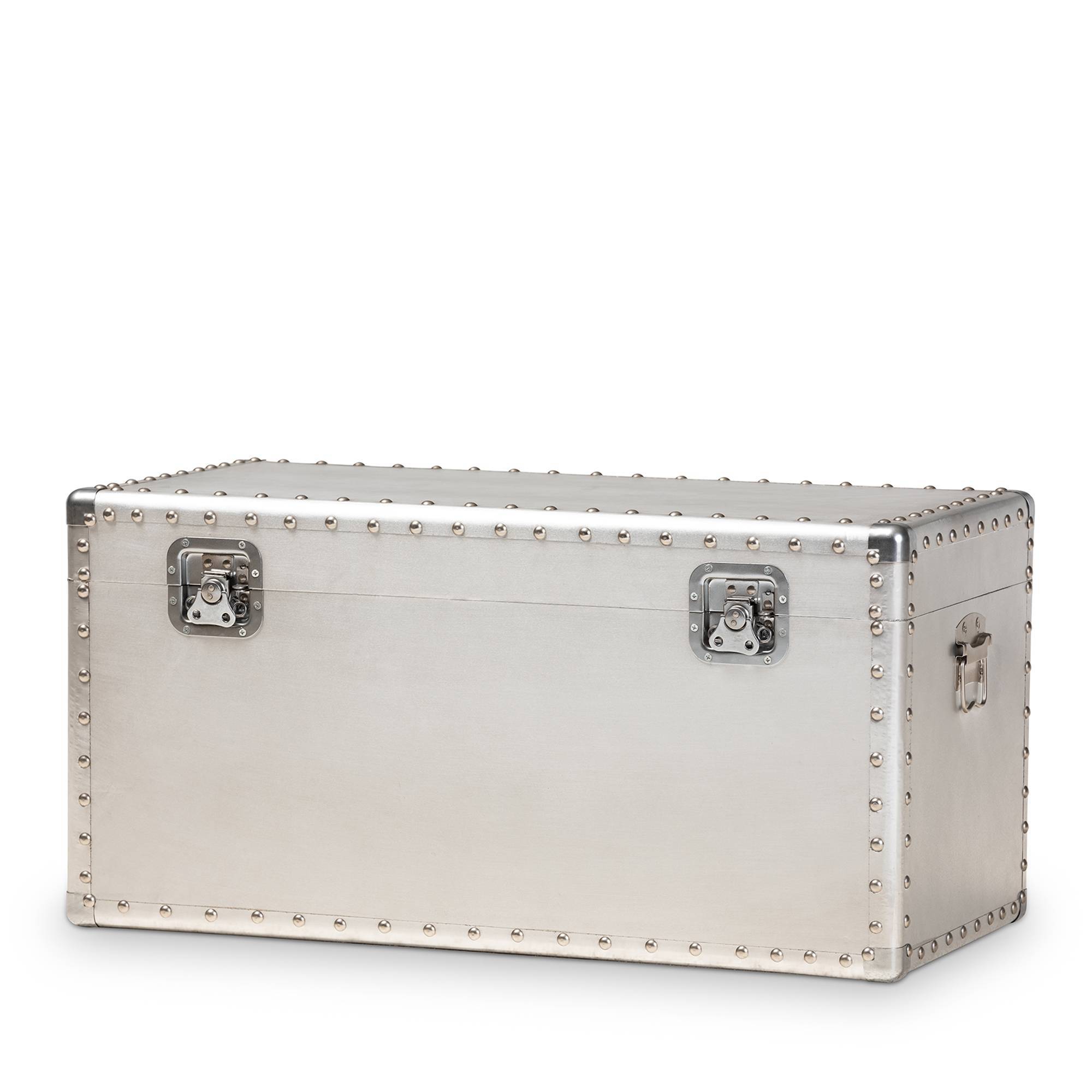 Serge Metal Storage Trunk Silver - Baxton Studio