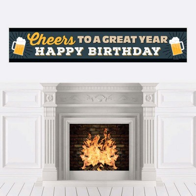 Big Dot of Happiness Cheers and Beers Happy Birthday - Happy Birthday Decorations Party Banner