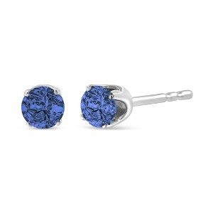 Silver 0.15 Cttw Round Brilliant-Cut Diamond Classic 4-Prong Stud Earrings - 1 of 4