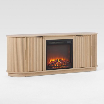 Saracina Home Modern Fluted TV Stand with Electric Fireplace Insert for TVs up to 75”