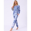 cheibear Women's Star Long Sleeve Printed Lounge Set Sweatshirt Jogger Pants 2 Pcs Pajama Sets - 2 of 4