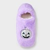Women's Iridescent Pumpkin Halloween Faux Fur Slipper Socks with Grippers - Hyde and EEK! Boutique™ - 3 of 4