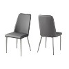 Monarch Specialties Dining Chair Set Of 2 Side Upholstered Kitchen Dining Room Pu Leather Look Metal Grey Chrome Contemporary Modern - 2 of 4
