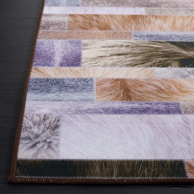 Multicolor Faux Hide 2'6" x 8' Machine Washable Runner Rug