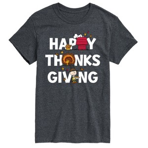 Men's - Peanuts - Happy Thanksgiving Icons Short Sleeve Graphic T-Shirt - 1 of 4