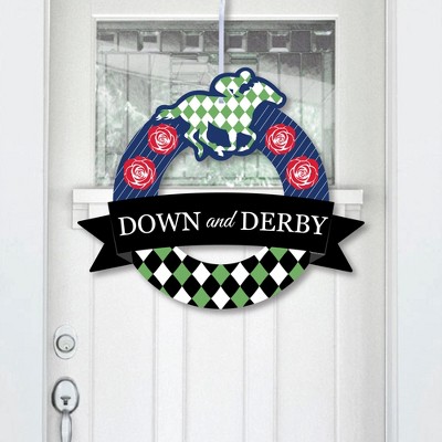 Big Dot of Happiness Kentucky Horse Derby - Outdoor Horse Race Party Decor - Front Door Wreath