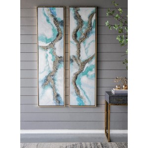 Set of 2 Elongated Modern Abstract Oil Painting,, Rectangle Framed Wall Art, 20 x 71 - 1 of 1