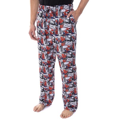 Marvel Comics Men's Spider-Man Plaid Loungewear Pajama Pants (2XL) Red