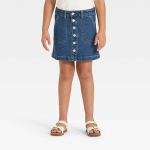 Girls' Button-Front Denim Skirt - Cat & Jack™ - 1 of 3