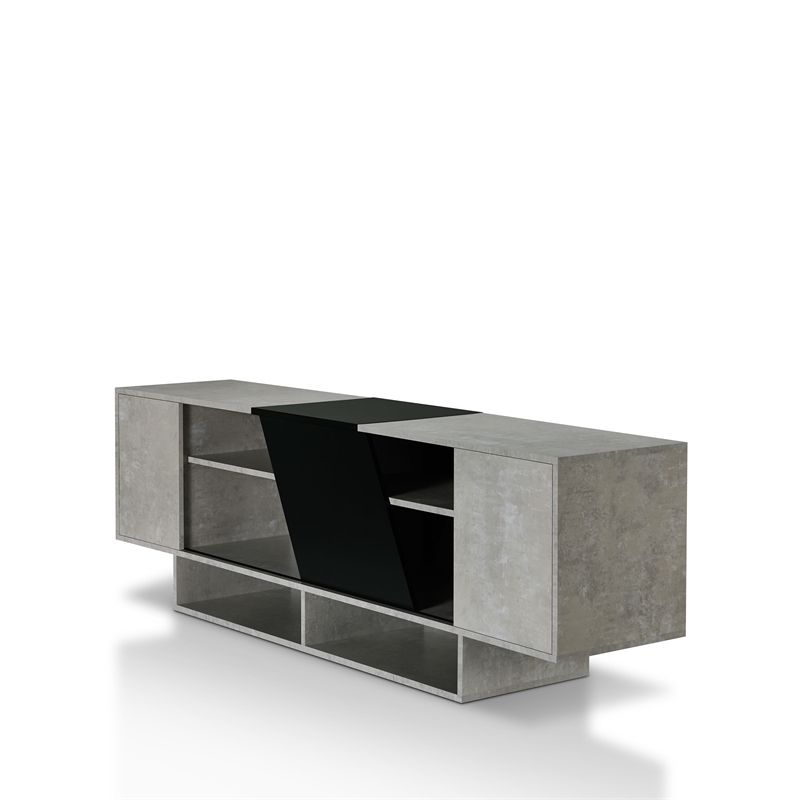 Barista Modern Wood 70.86-Inch TV Stand in Cement - Furniture of America, 3 of 7