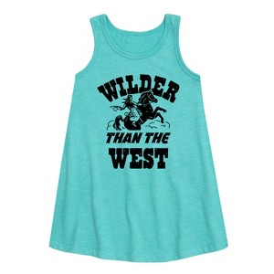 Girls' - Instant Message - Wilder Than The West Graphic Sleeveless Aline Dress - 1 of 4