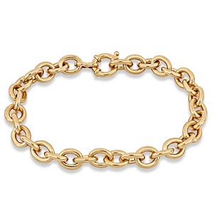 EVERLY JEWELRY | Yellow Plated Sterling Silver Oval Link Bracelet - 8 in - 1 of 4