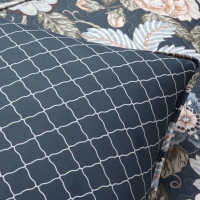 Sydney Navy Multi Reversible Cotton Full Quilt Set