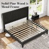 AMERLIFE King Size 48.4" Solid Wood Bed Frame, Mid-Century  Bed with Arched Lines Headboard, No Box Spring Needed, Black - 4 of 4