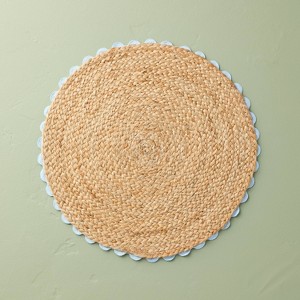 15" Braided Jute Charger Placemat with Crochet Trim - Hearth & Hand™ with Magnolia - 1 of 3