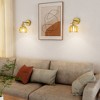 Gold Brass Wall Sconce with Rotating Steel Arm, Remote Control Wall Light, Tulip High-Transmittance Glass Shade for Bedroom - 3 of 4