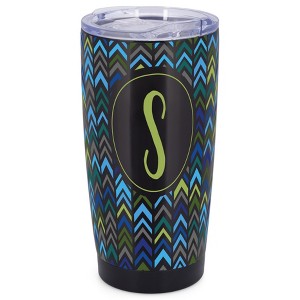 Elanze Designs S Monogram Herringbone Arrows Wrap-Around Design 20 Ounce Stainless Steel On-The-Go Coffee Mug, Thermal Travel Tumbler with Leak - 1 of 4