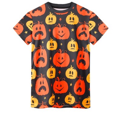 Lars Amadeus Men's Halloween Short Sleeved Party Pumpkin Printed Graphic T-Shirt