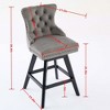 QingMoon Swivel Velvet Bar Stools Set of 2, Modern Counter Height Chairs with Button Tufted Back and Rivet Trim for Kitchen Island, Pub - 4 of 4