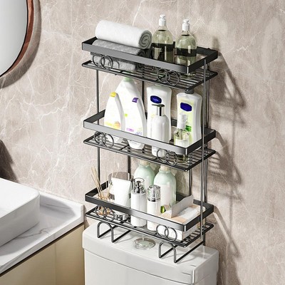 Over The Toilet Storage Shelf,  3 Tier Bathroom Organizers and Storage, Metal Punch-Free Over Toilet Shelf Organizer, No Drilling Storage Shelf