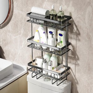 Over The Toilet Storage Shelf,  3 Tier Bathroom Organizers and Storage, Metal Punch-Free Over Toilet Shelf Organizer, No Drilling Storage Shelf - 1 of 4