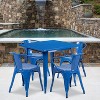 Flash Furniture Commercial Grade 31.5" Square Metal Indoor-Outdoor Table Set with 4 Arm Chairs - 2 of 4
