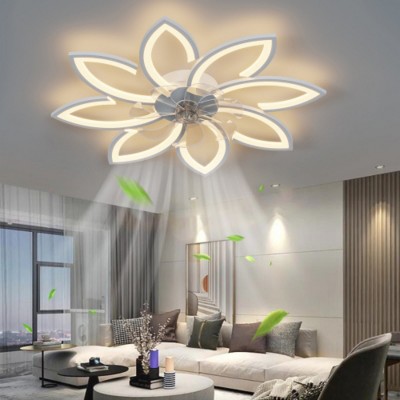 35.4" Flush Mount Ceiling Fan with Dimmable Light and 6-Speed Reversible Motor, Modern Ceiling Light for Bedroom or Living Room–The Pop Home