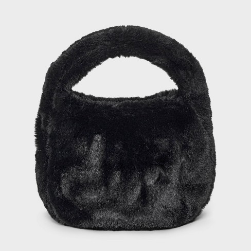 Black faux fur purse online