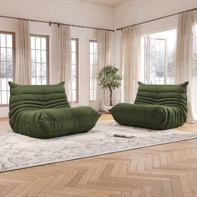 SYFERLORY Soft Beanbag Chair Set of 2，Fireside Bean Bag Lounger Memory Foam Chair For Home, Apartment Or Gaming Venue