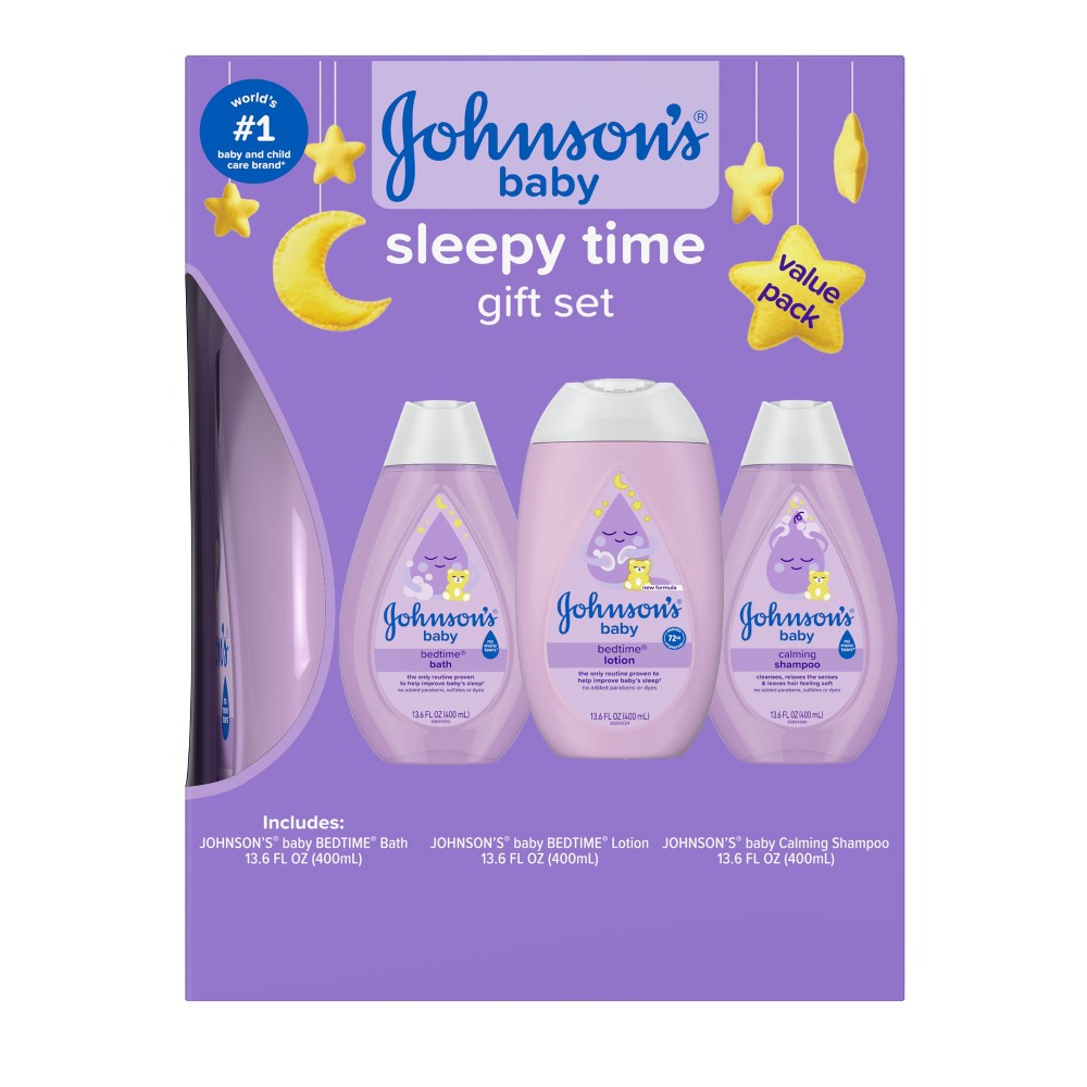 Johnson's Sleepy Time Bedtime Baby Gift Set Includes Baby Bath Shampoo, Wash & Body Lotion - 3ct