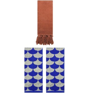 REGALWOVEN 3 Packs Cotton Geometric and Solid Absorbent Soft Hand Towel for Bathroom Kitchen - 1 of 4