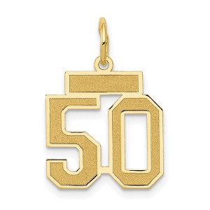 Black Bow Jewelry 14k Yellow Gold, Jersey Collection, Small Number 50 Pendant - 1 of 4