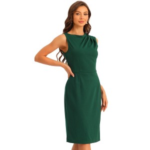 Allegra K Women's Stand Collar Sleeveless Knee Length Business Sheath Dress - 1 of 4