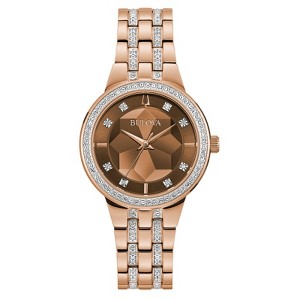 Bulova Ladies' Crystal Phantom Rose Gold Stainless Steel 3-Hand Quartz, Rose Gold Faceted Dial - 1 of 4