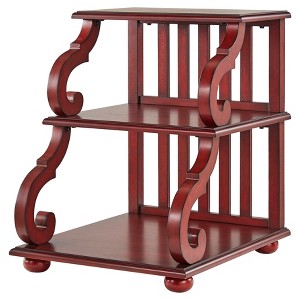 Ravenswood Carved Detail Tiered Accent Table - Rich Ruby - Inspire Q