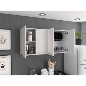 VYNXARIA Rectangle Wall Cabinet with Four Swing Doors in Elegant White ¨C Ideal for Kitchen Storage Solutions - 1 of 4