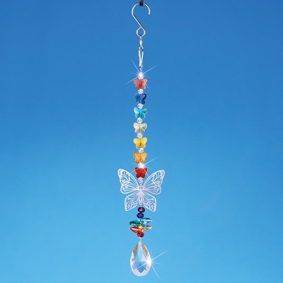 Rainbow Glass Bead Butterfly Crystal Suncatcher with Stainless Steel Hook