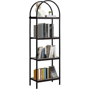 Industrial Open Book Shelves for Living Room,Bookshelf, Arched Bookshelf 4 Tier Bookcase,Display Shelving Unit Storage Rack for Bedroom/Living Room - 1 of 4