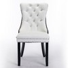 Akoasm 2-Piece Set Modern Velvet Upholstered Dining Chairs with Wood Legs and Tacker Nail Accents-White - 4 of 4