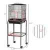 45'' Metal Bird Cage with Rolling Stand Storage Shelf and Accessories Detachable Parrot Aviary for Budgies - LAOTIES - 3 of 4
