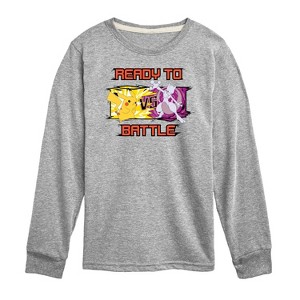 Boys' - Pokémon - Pikachu Mewtwo Battle Long Sleeve Graphic T-Shirt - 1 of 4