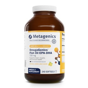 Metagenics OmegaGenics Fish Oil 720, Omega-3 EPA & DHA, Heart, Musculoskeletal & Immune Health Support, 240 Softgels - 1 of 4
