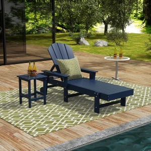 WestinTrends Malibu 2 Piece Adirondack Poly Reclining Chaise Lounge With Arms & Wheels - 1 of 4