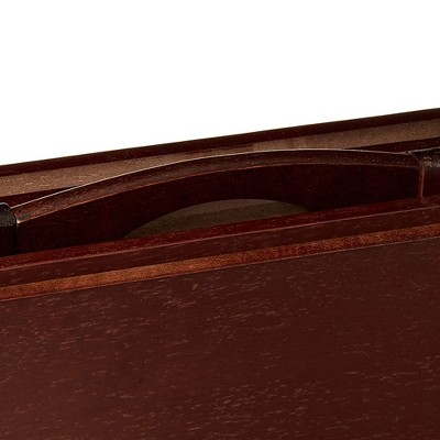 Espresso Brown Solid Wood Folding TV Tray Table Set with Storage Rack, Set of 7