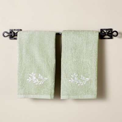 Lakeside Mint Green Madeleine Bathroom Hand Towels - Set of 2 Washcloths