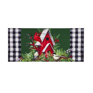 Evergreen Christmas Cardinal Birdhouse Sassafras Indoor Outdoor Switch Doormat 1'10"x10" Multicolored - 1 of 2