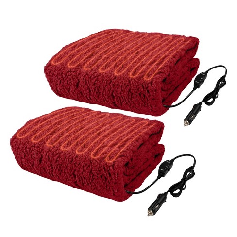 Heated Blanket 2-Pack - USB-Powered Sherpa Throw Blankets for Travel, Home,  Office, or Camping - Winter Car Accessories by Stalwart (Gray) 