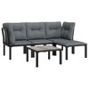 vidaXL 5 Piece Patio Lounge Set Black and Gray Poly Rattan - 3 of 4
