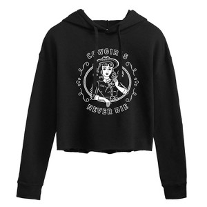 Women's - Country Casuals - Cowgirls Never Die Cropped Graphic Hoodie - 1 of 3