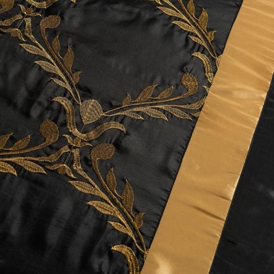 HIG 7 Piece Bed in A Bag Comforter Set Queen Black and Gold Faux Silk Fabric Embroidered Bedding Set — фото 4